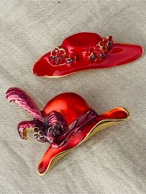 Red Hat Society Brooches Set of Two (2)